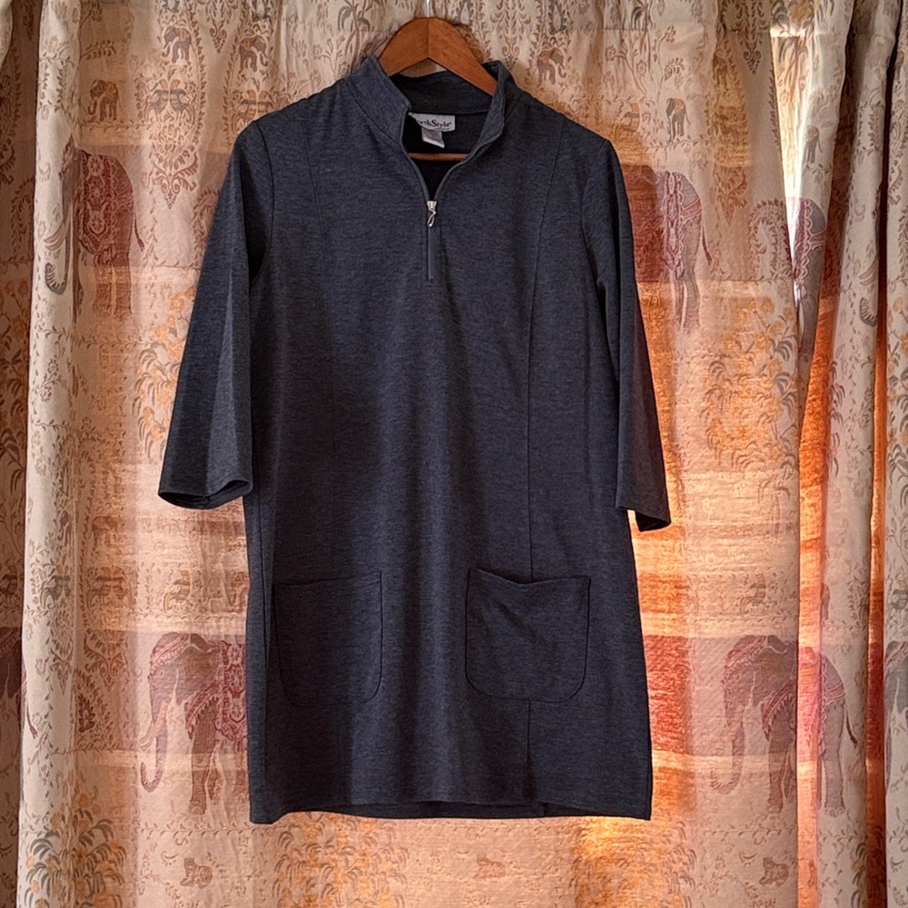 NorthStyle Charcoal Half-Zip Tunic with front pockets